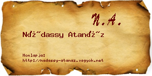 Nádassy Atanáz névjegykártya